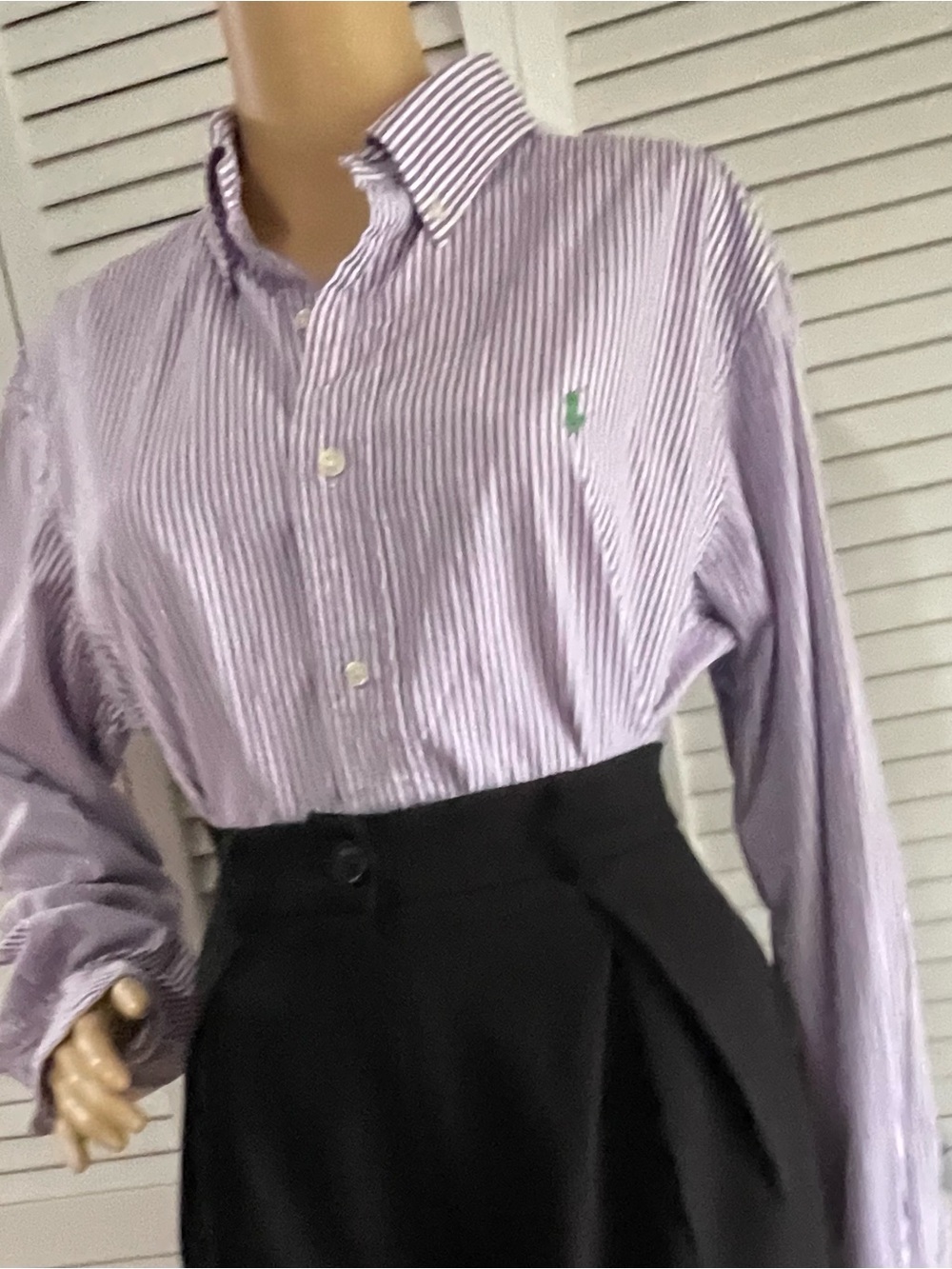 Ralph Lauren Lavender and White Striped Button-Down Shirt